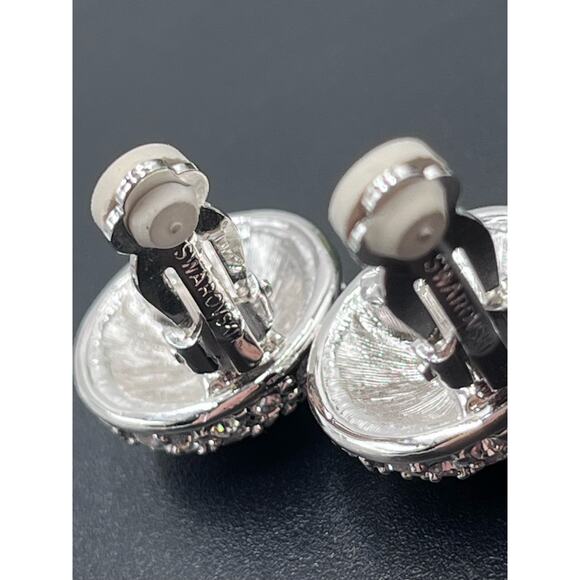 Swarovski Round Pave Clear Crystal Stud Earrings Formal Bridal Bling‎ Pierced - Picture 8 of 16